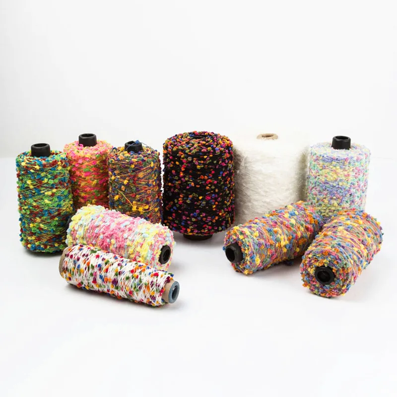 High quality 100% polyester Raw White full dull beans peas toothbrush fancy yarn for sweater scarf