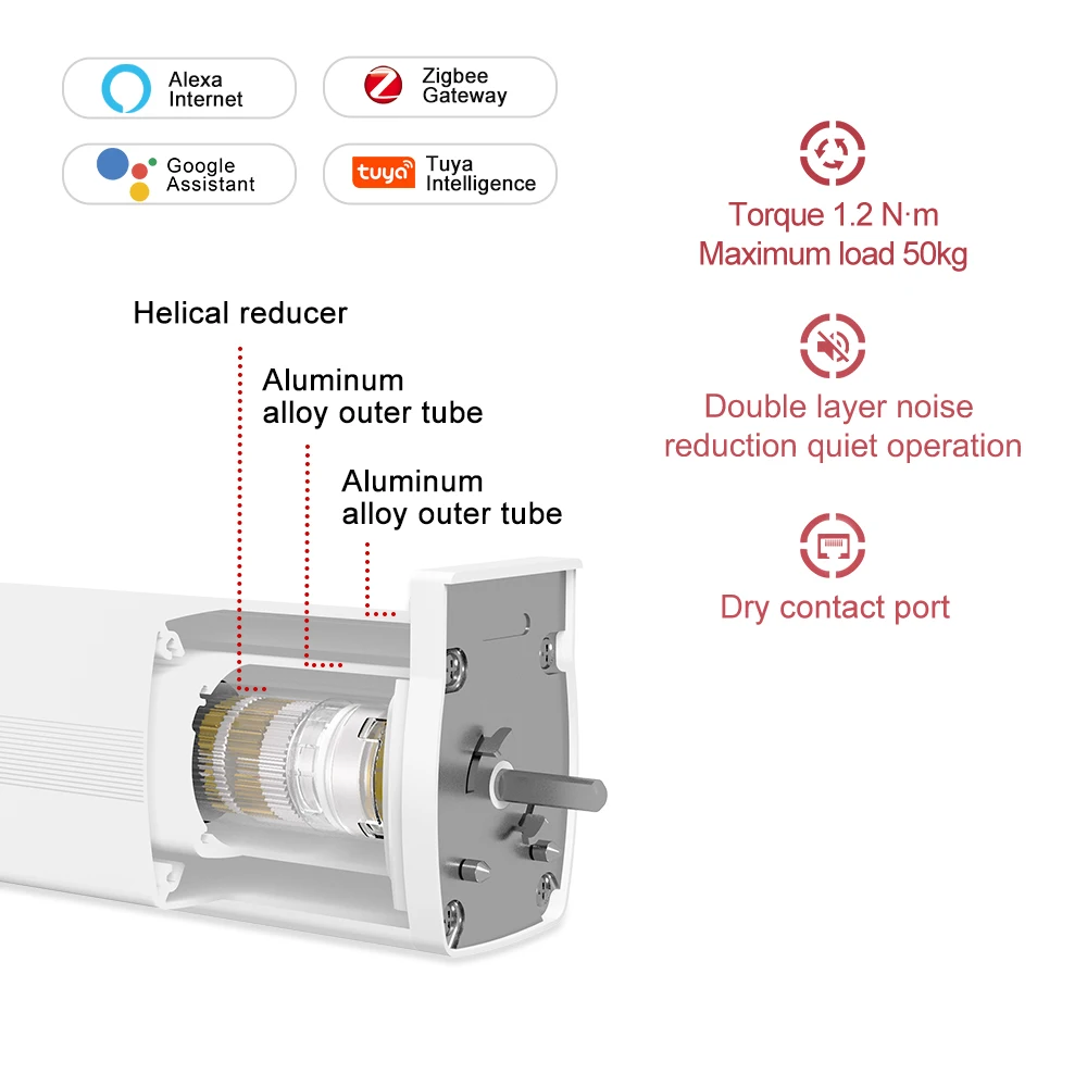 Motorized System Sunflower Wireless Rail Track Ring 100-240v Dry Contact 1nm Rs485 Tuya Smart Zigbee Electric Curtain Motor