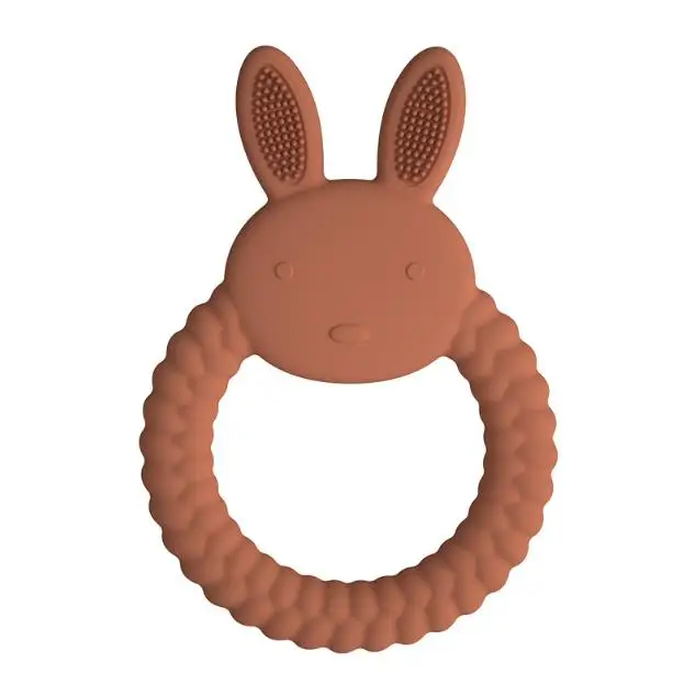 Custom newborn baby design Food grade infant teething chewing silicone bunny animal teether baby toy