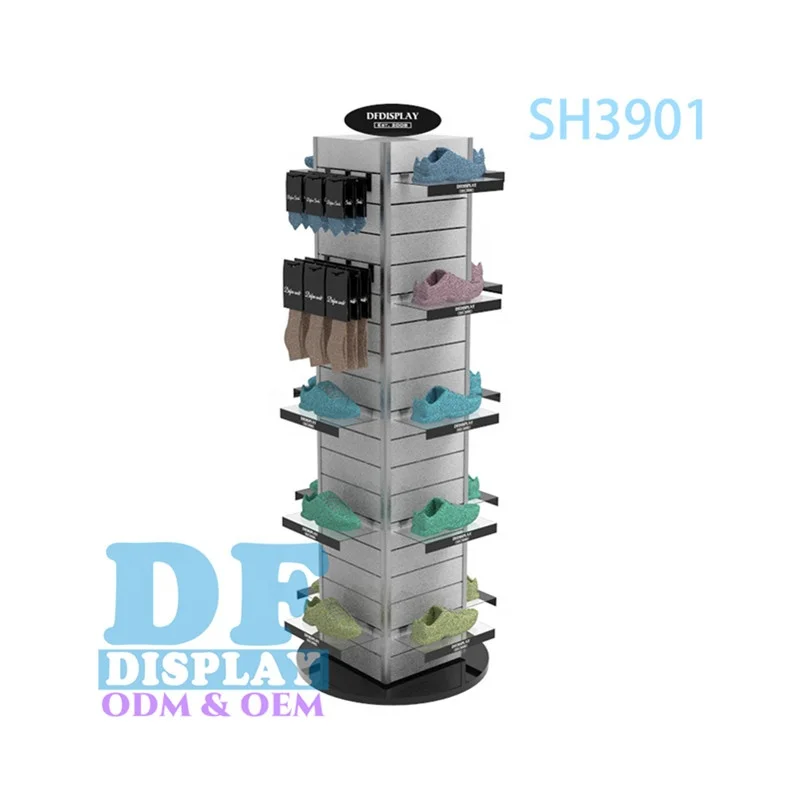 SH3901  Rotating display rack shoe display rack slat wall stand shelves sock display rack stand for shop store