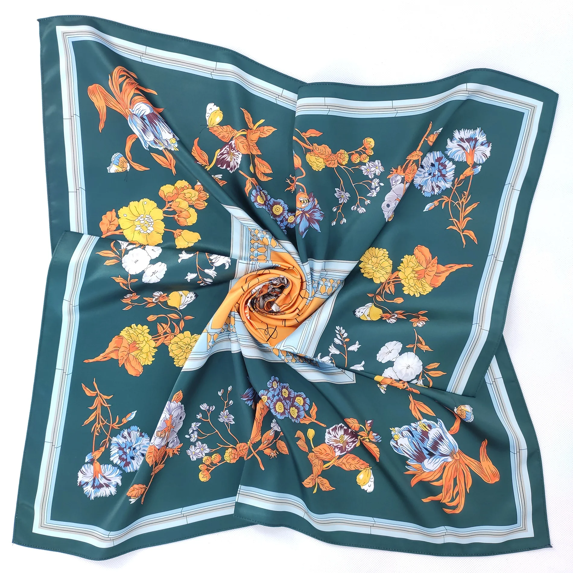 
High Quality Polyester Handmade Scarves Printed Satin Square Polyester Scarfs 90 CM x 90 CM 