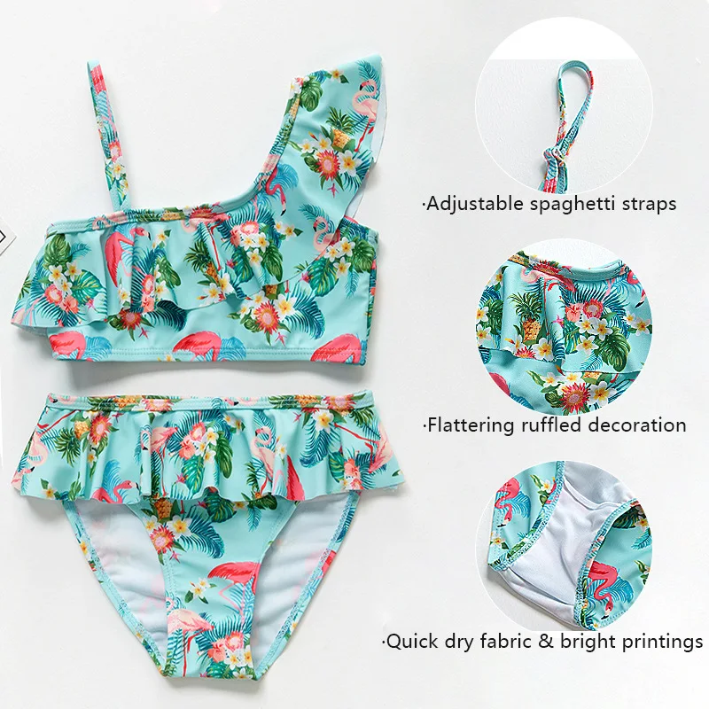wholesale custom printing one shocute little girls swimwear swimsuit 12 year old girl baby girls swimsuit ruffle bikini children