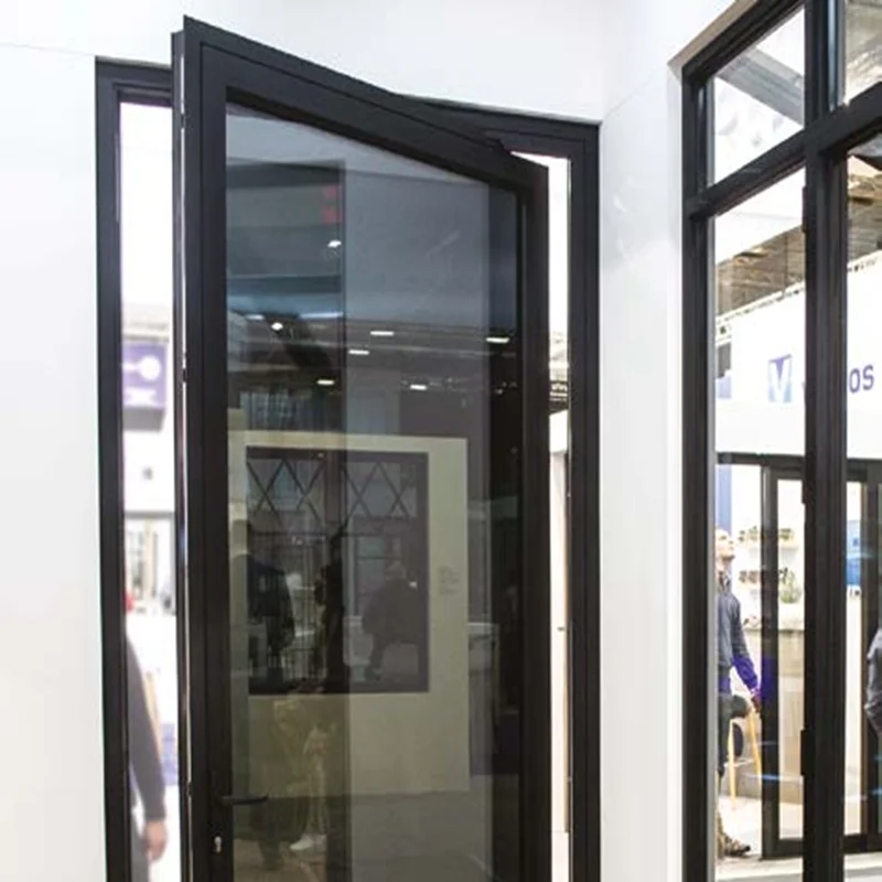 Thermal break  popular security  aluminum frame glass double entry door exterior double swing doors with blinds