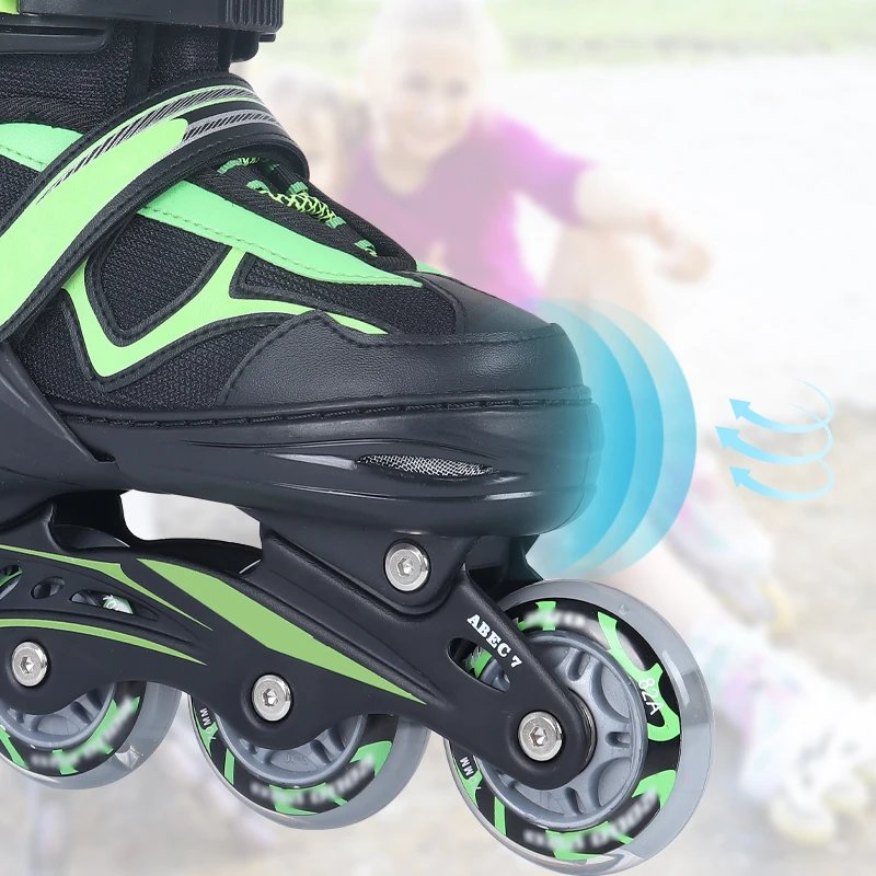 New Arrive Custom Logo Patines Adjustable Kids Adults 4 Flashing PU Wheels Roller Inline Skates Shoes