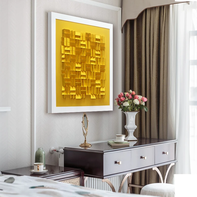 Home Decor Large Luxury 3D Abstract Wood Carving Artwork Framed Wall Art Painting