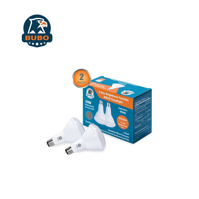 Bubo BR30 LED Bulb Dimming 3 Way Brightness Change 400lm 800lm 1200lm 4000K Bright White E26 Base Lighting