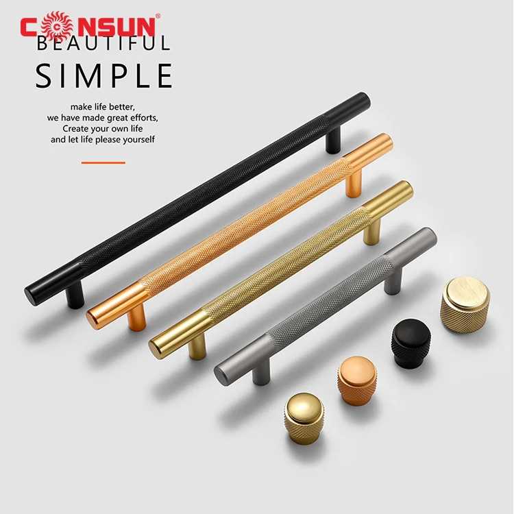 CONSUN Brass Gold Bedroom t Bar Door Pull Drawer Knobs Kitchen Cabinet Hardware Furniture Handle