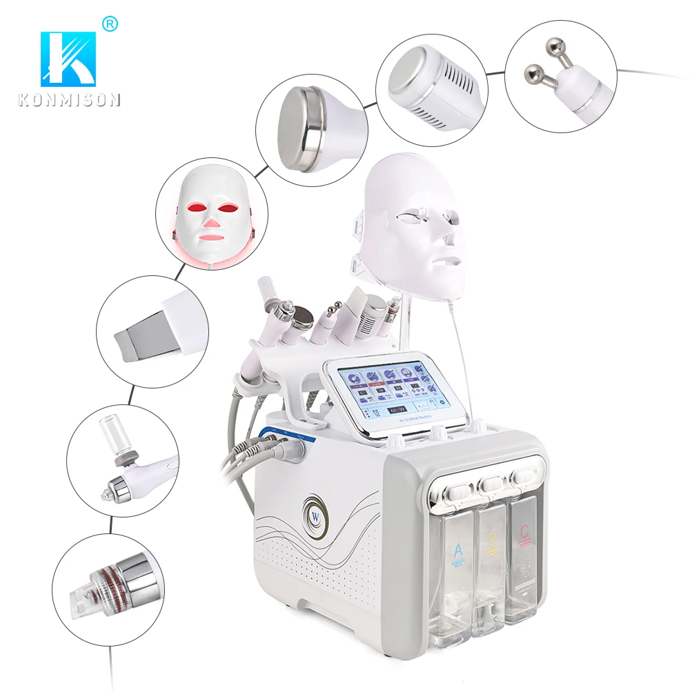 7 in 1 hydrodermabrasion aqua dermabrasion h2o2 oxygen facial machine with led mask