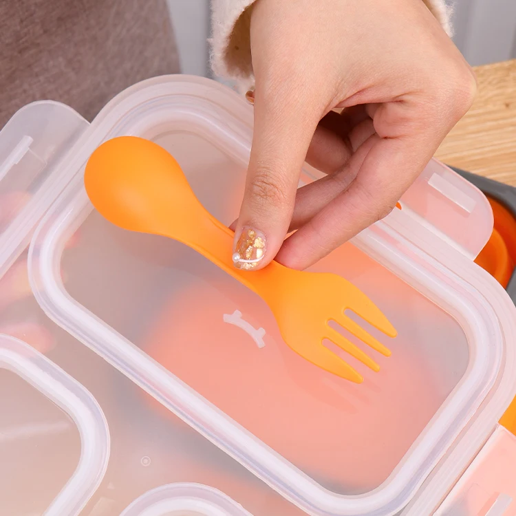 Hot Selling 3 Compartment Collapsible Food Storage & Containers Sealed Microwavable Foldable Silicone Bento Lunch Boxes for Kids