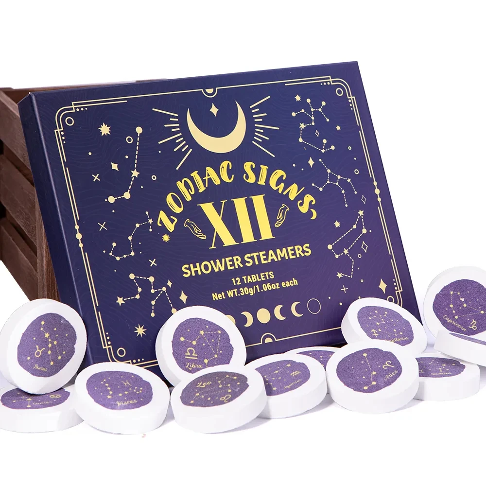 12 Pack Natural Ingredient Zodiac Signs Shower Steamers Gift Set Aromatherapy Shower Steamers Aromatherapy