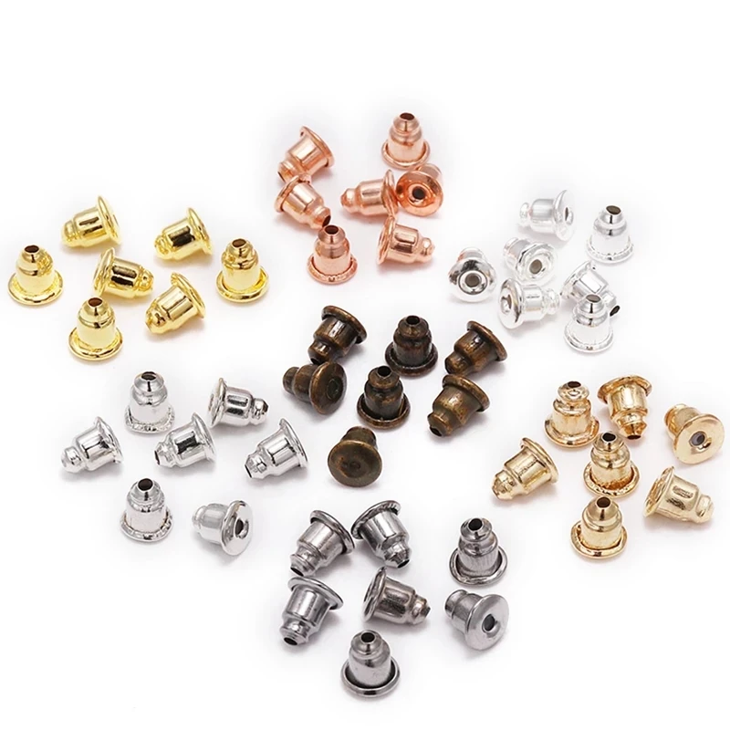 200pcs/lot Earring Studs Backs Rose gold Stopper Bullet Safe Metal  Earring Backs Stoppers Ear