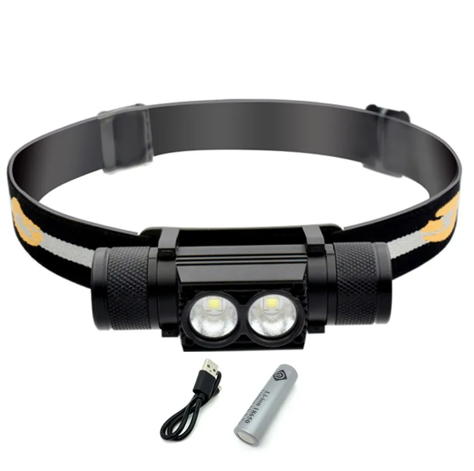 LED headlamp USB Original L2 headlight waterproof Head flashlight torch led head light 18650 rechargeable battery camping light