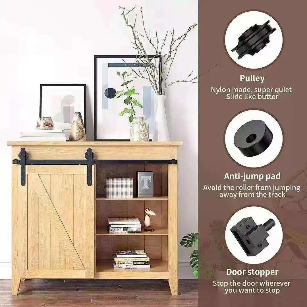 China Supplier Manufacture Mini Sliding Double Barn Door Hardware Roller Track Kit Cabinet Closet