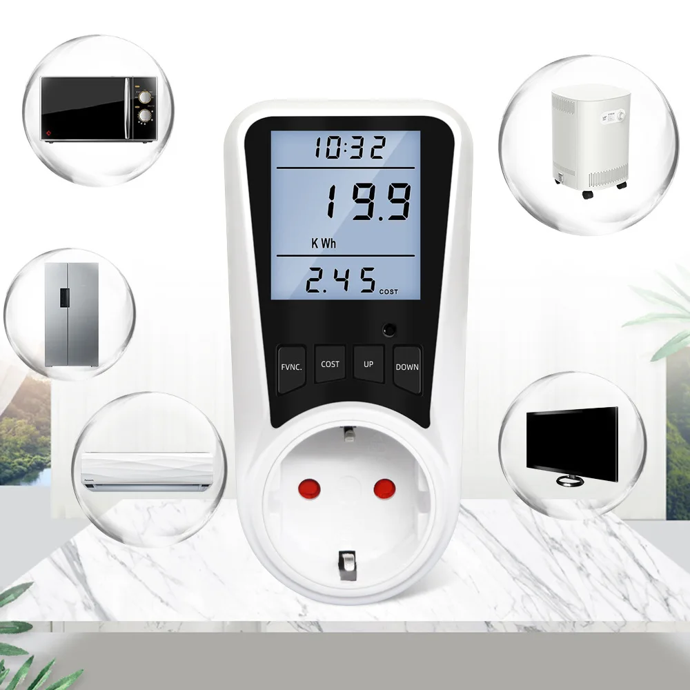 Backlight EU kilowatt Voltage Power Meter Electronic Meter AC Energy Meter Digital Energy Meter 220V Socket