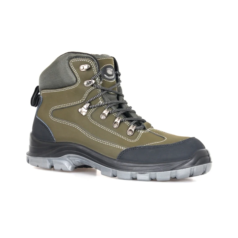CE Certificated Green Leather   Upper Breathable   Heavy Work  Non slip   Anti Pierce Safety Shoes for Men