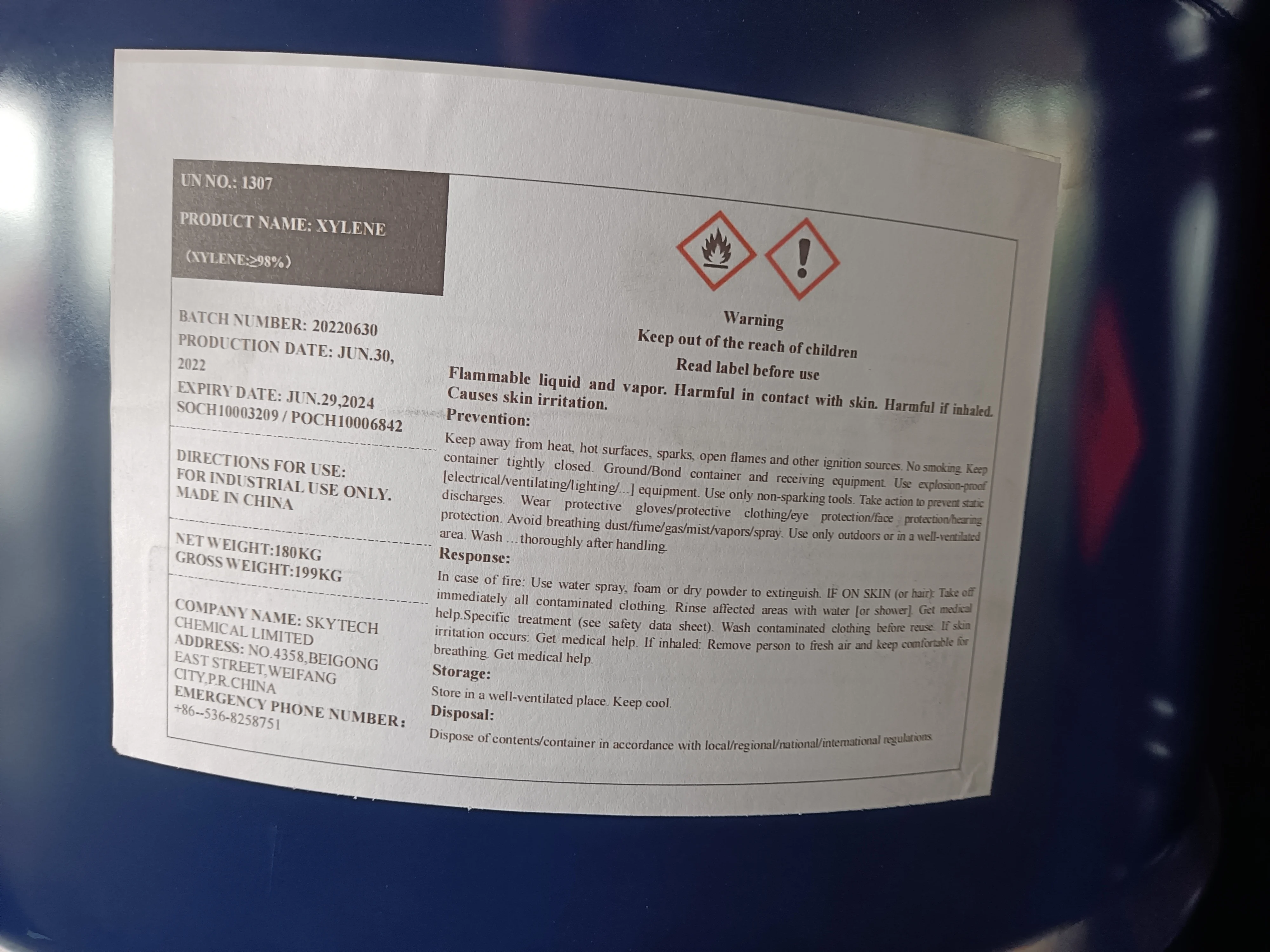 Hot Sale Solvent Industrial Grade Xylene CAS 1330-20-7 with good price