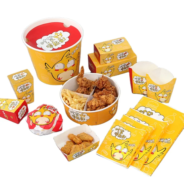 Customized Take Away Food Grade Korean Paper Hot Dog To Go French Fried Chicken Carton Burger Box Printing Fast Food Packaging