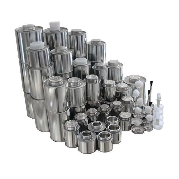 4oz 8oz 16oz 32oz PVC/UPVC/CPVC Glue Tin Can with Brush Cylinder Metal Cans