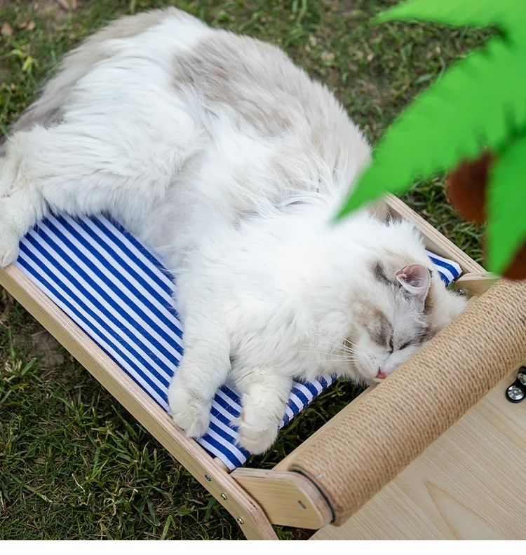 New Arrival Beach Cot Cat Bed Scratcher 360 Degree Rotating Barrel Summer Cat Bed Cat Recliner Elevated Pet Bed