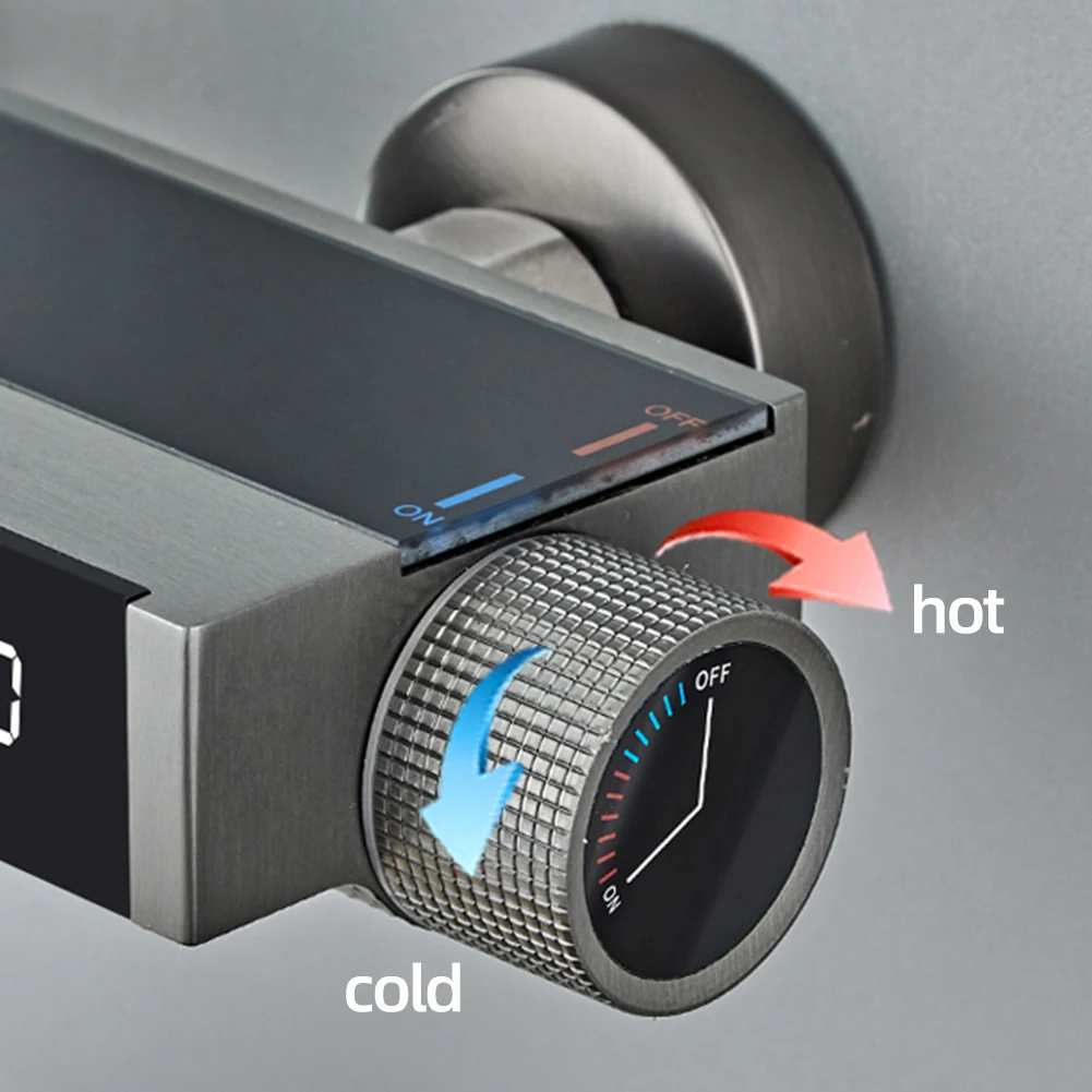 Brass Water Plated Grey Modern Digital Display Piano Shower Head Shower Head New Lamp With Hot And Cold Pressurized Shower