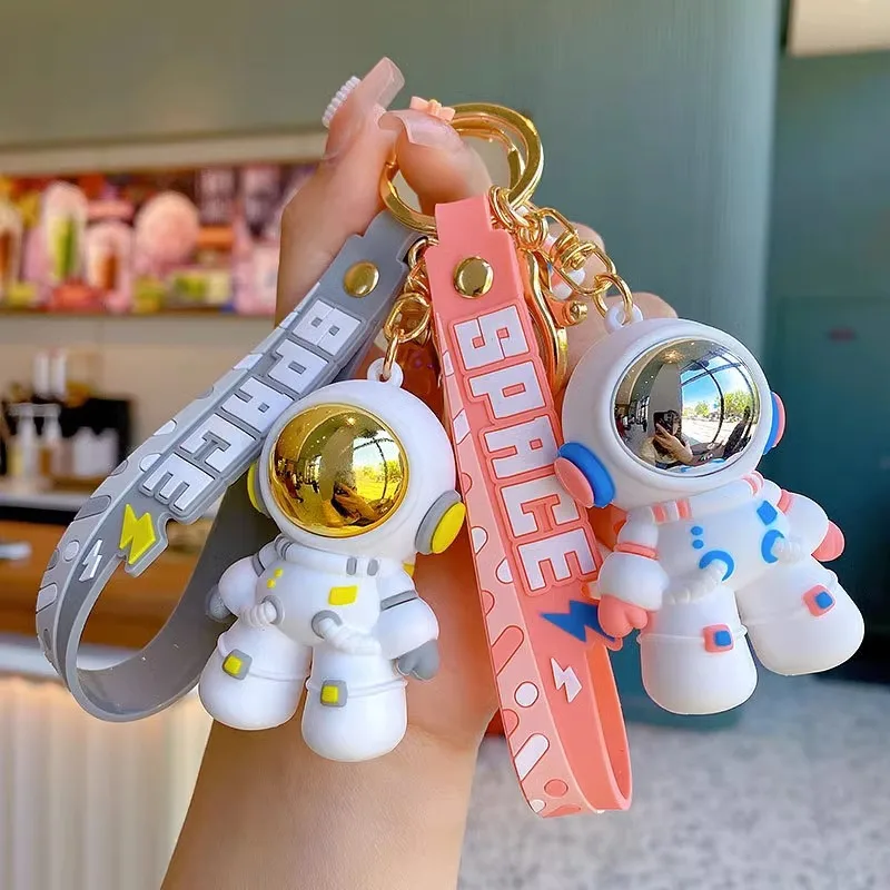 Cool Astronaut Spaceman Doll Keychain Creative Dazzling Colorful Car Key Chain Pvc Keyring