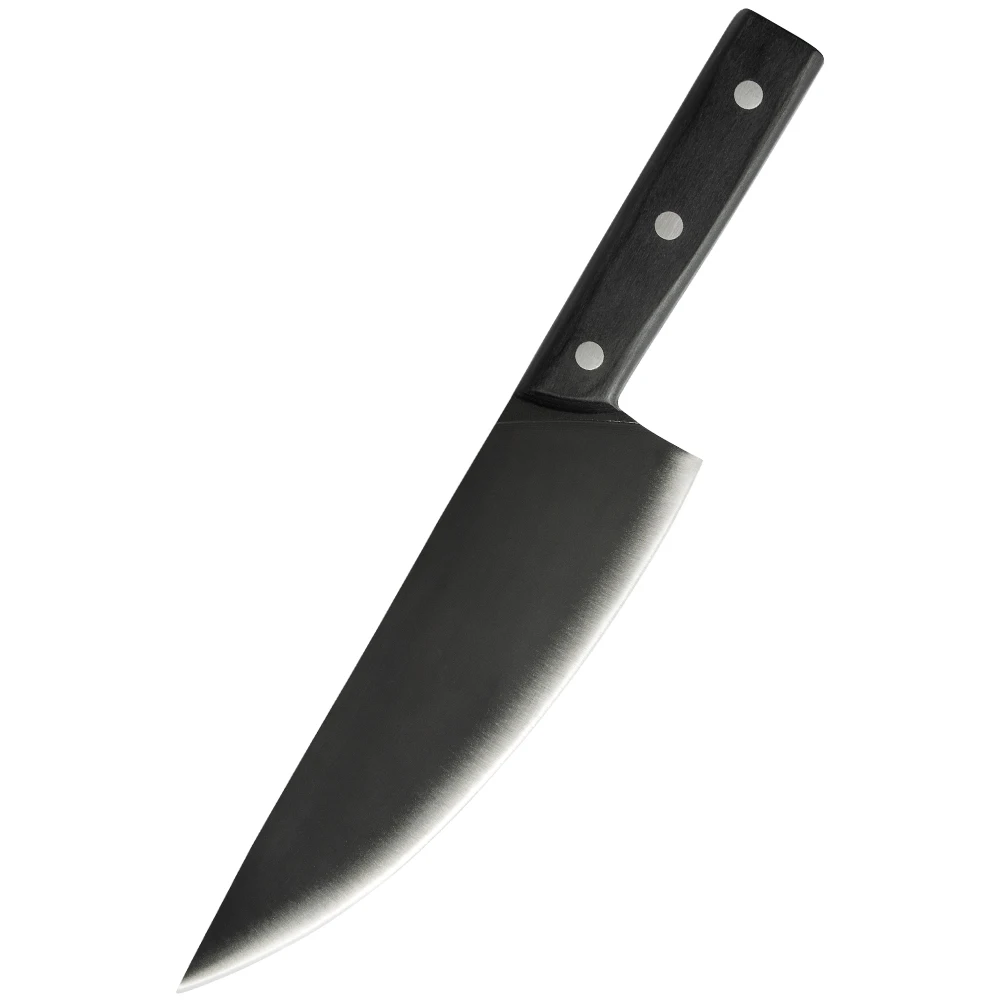 
Factory Wholesale 8 Inch Wood Handle Super Sharp Black Blade Stainless Steel Handmade German Chef Full Tang Knife 