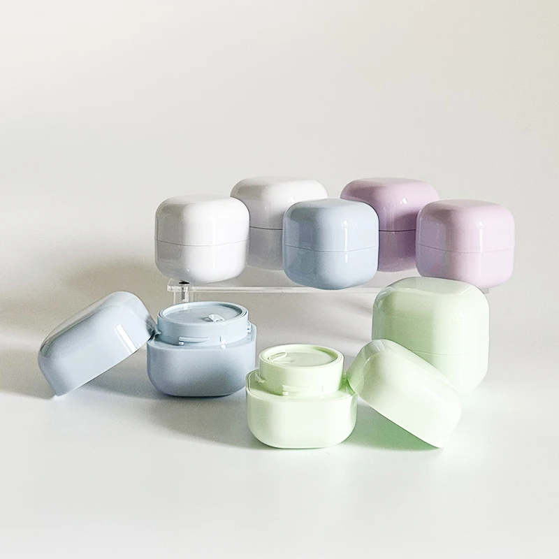 pp Cream Lip Mask Containers Double Wall 50g 1oz square Colored Blue Green Purple pink Cosmetic Jars