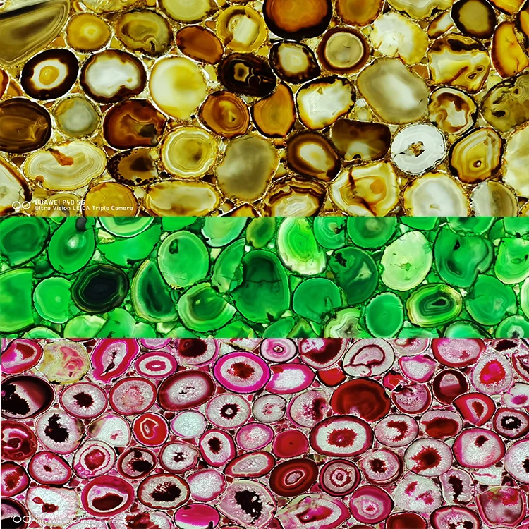 Stone Natural Luxury Glass Surface Semi Precious Stone Slabs Raw Natural AgateTable