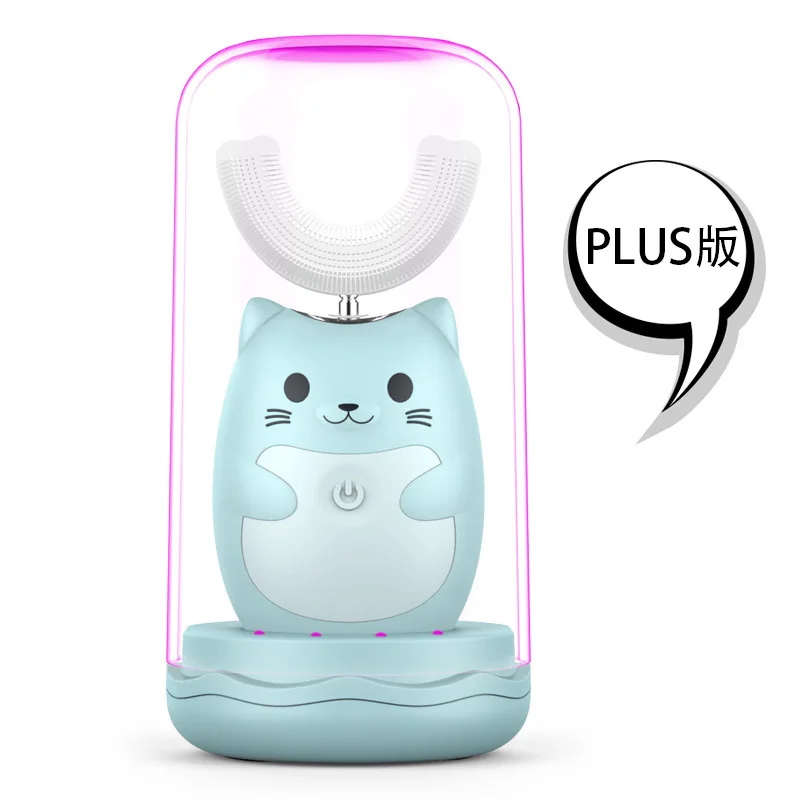 Пурпурная легкая стерилизующая Водонепроницаемая автоматическая зубная щетка U-типа на 360 градусов для защиты здоровья детей