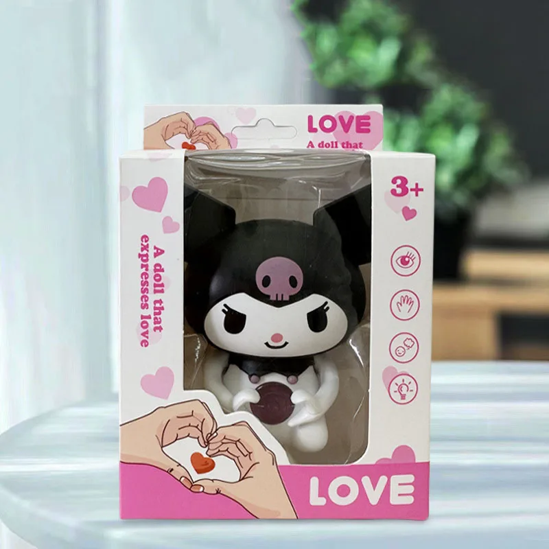 Wholesale Anime San-rio BabyCinnamoroll Kuro-mi Figure Doll Model Can Sound Talk I love you Light Toys Valentine Gift for Girl