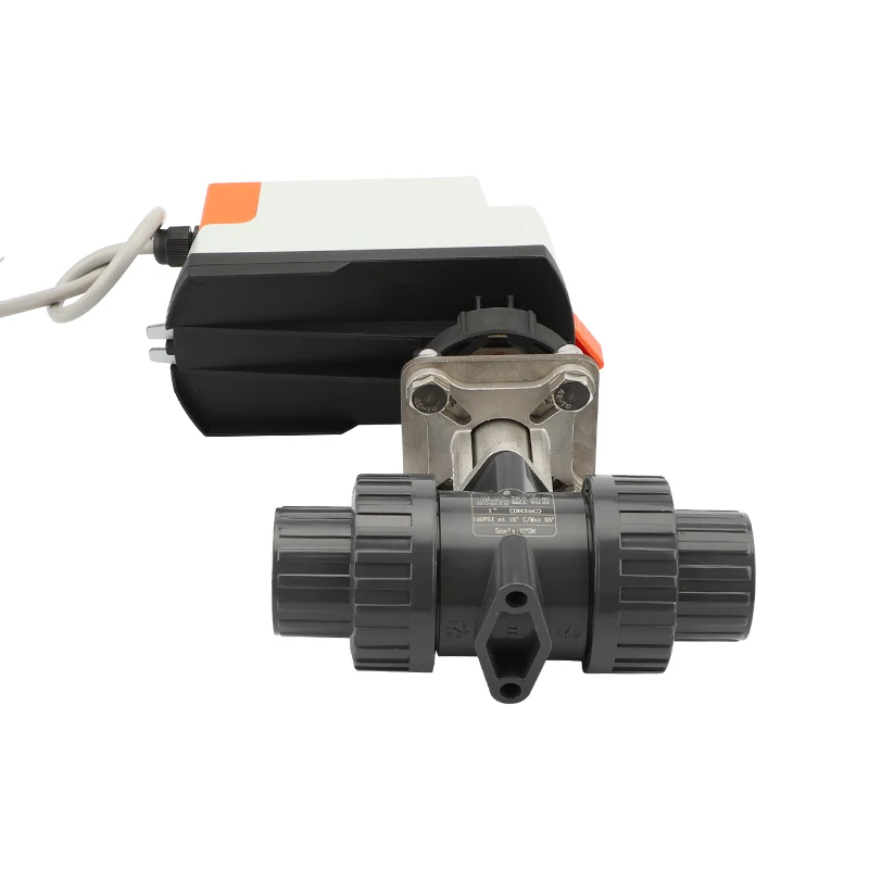 Customizable 0-10V/4-20mA Analog Control Electric Actuator UPVC Ball Valve with Manual Power Plastic Material OEM Supported