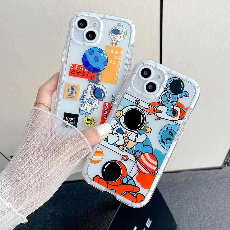 Luminous Glow in the Dark Astronaut Fluorescence For iPhone Cover Luxury Woman for iPhone Cover Matte Black For iPhone Cover