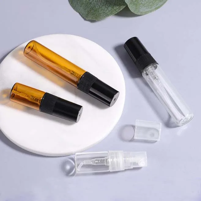 1ml 2 ml 3 ml Liquid Sample Packaging Clear Glass Bottles Vials With Black Screw Cap