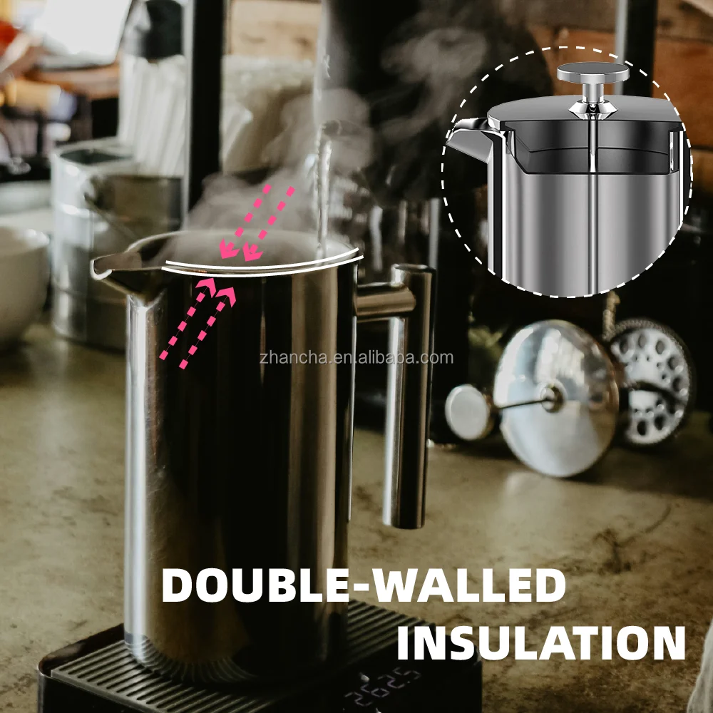 Double Walled Insulation Stainless Steel French Coffee Press Maker