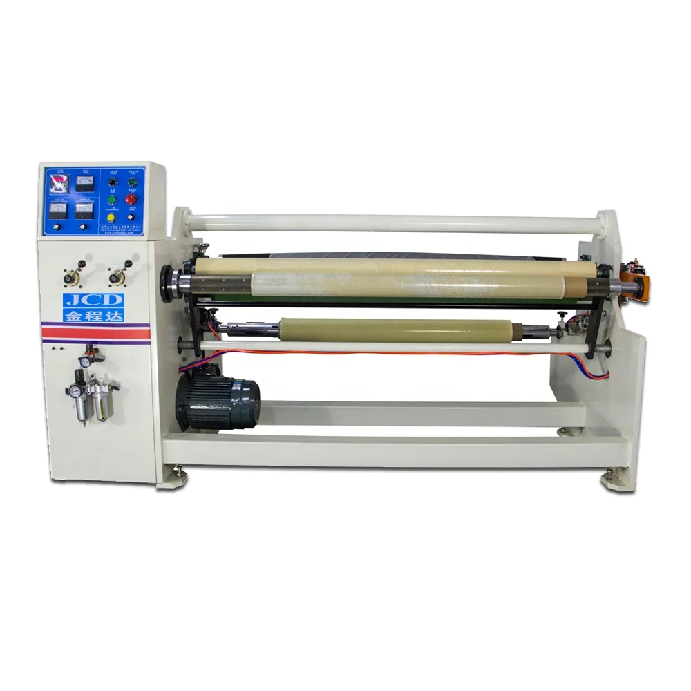 High speed jumbo roll adhesive tape rewinder machine