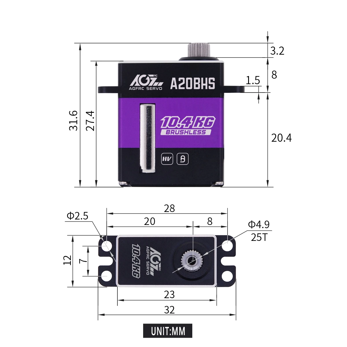 Новый стиль A20BHS HV 10 4 кг 0 055sec высокоскоростной бесщеточный микро RC плоский сервопривод для автомобиля