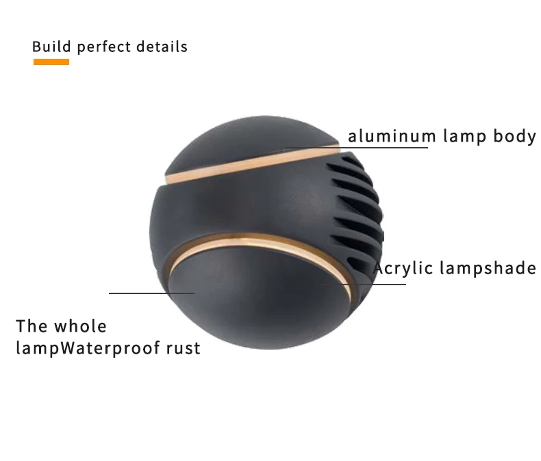 Hanging outdoor IP54 waterproof LED wall lamp ball split decoration two luminous pieces with human infrared sensing