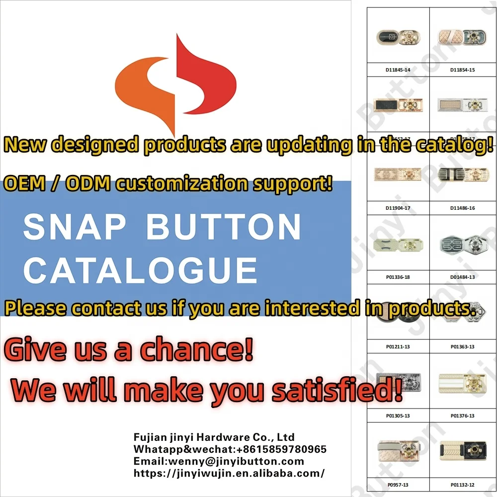 Jinyi Button Factory OEM ODM Zinc Alloy Press Button Metal Snap Button Custom Logo for Clothing
