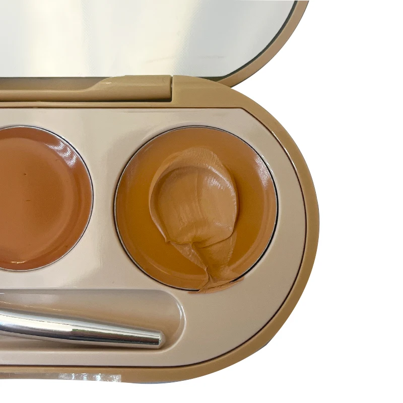 Private Label Custom Makeup Waterproof 3 Colors Organic Vegan Mini Brush Flat Dark Circle Matte Cream Glazzi Concealer Palette