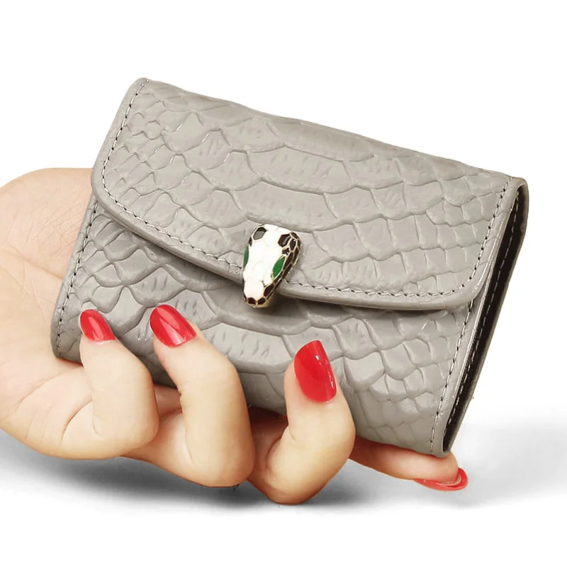 Vintage Style Snake Pattern Leather Wallet Luxury Business Card Holder with Envelope Design Men Women Holds Money Credit Cards