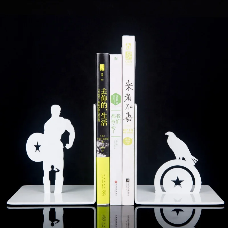 Home Office Heavy Book Stopper Book End Holders Funny Cute Cat Super Hero Book Shelf Holder Decoration Metal Bookends