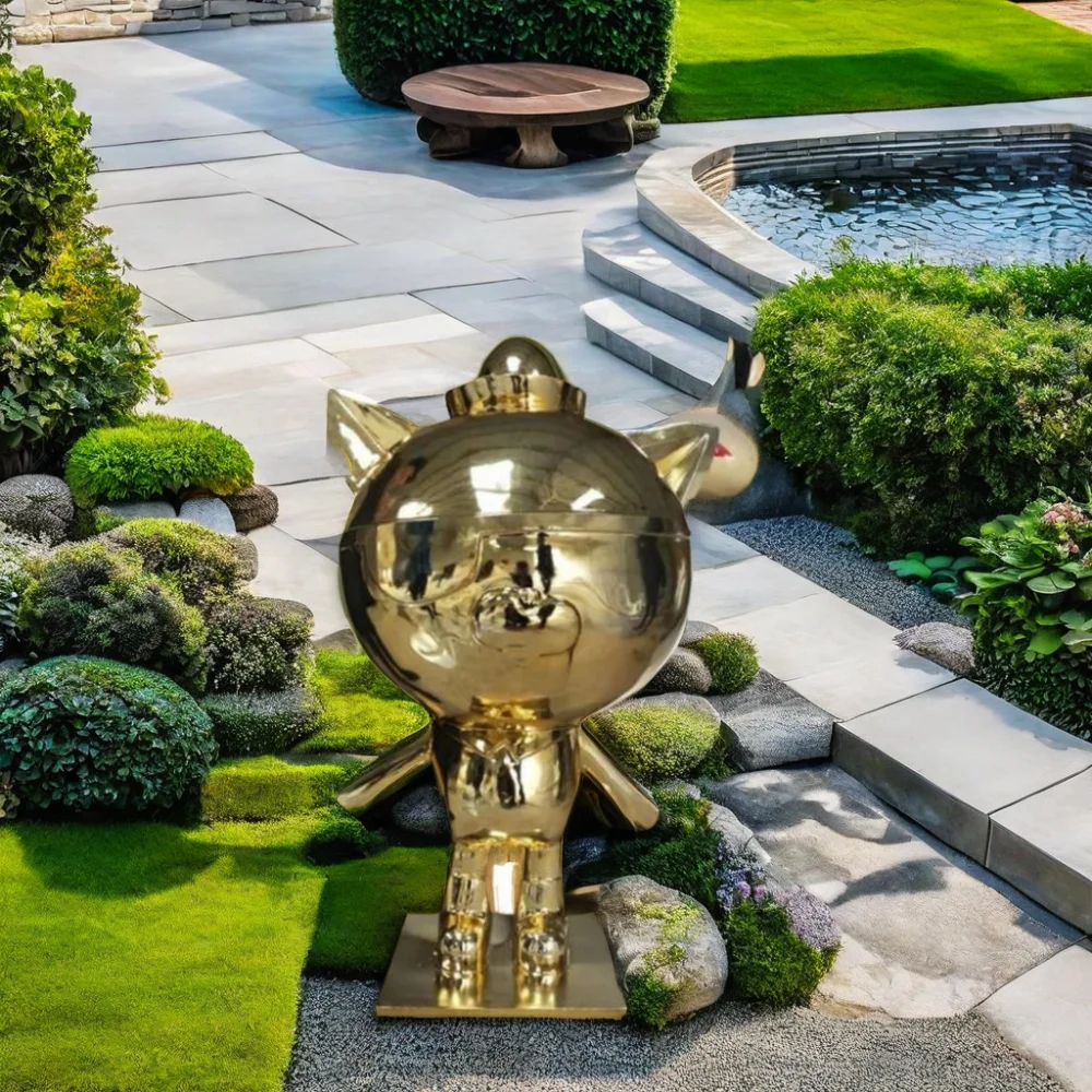 Customized Factory Large Modern Outdoor Garden Decorative Metal Crafts Art Abstract Cartoon Character Stainless Steel Sculpture