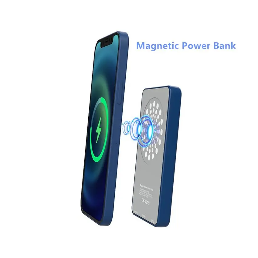  Новый продукт 5000 мАч 15 Вт Mag безопасная Беспроводная зарядная подставка Power Bank с подставкой для iPhone 12 Мини Портативная Батарея Резервное копирование