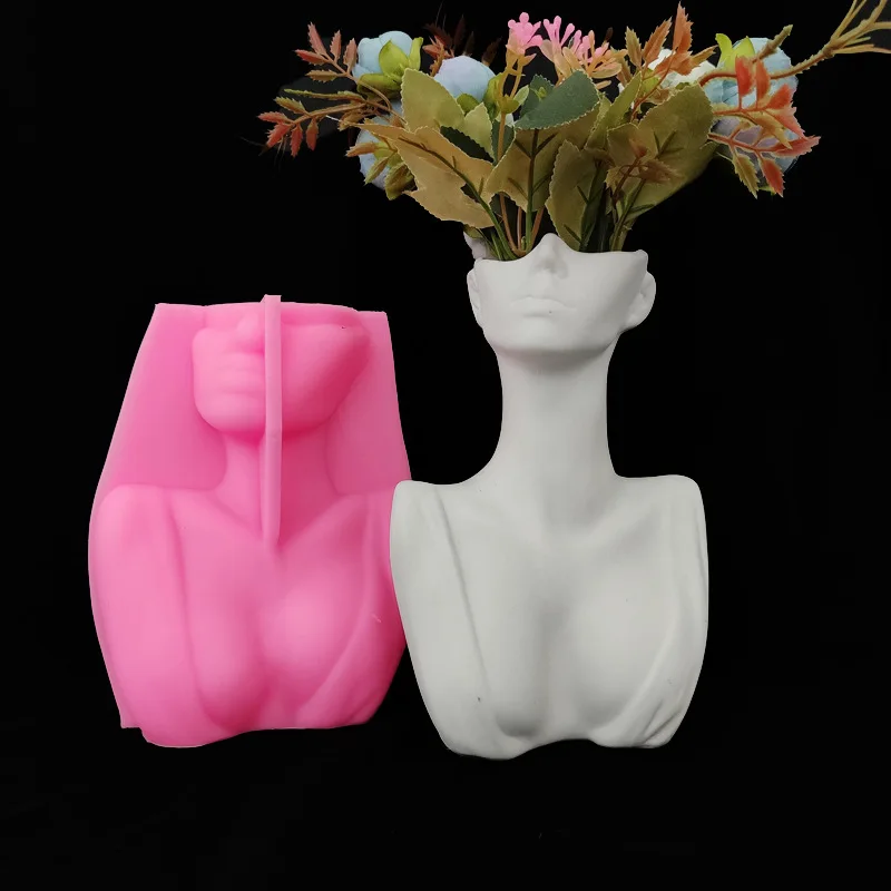 12590  3D Resin Plaster Cement Concrete Flower Pot Mould Creative Abstract Human Body Molds Silicone Mold