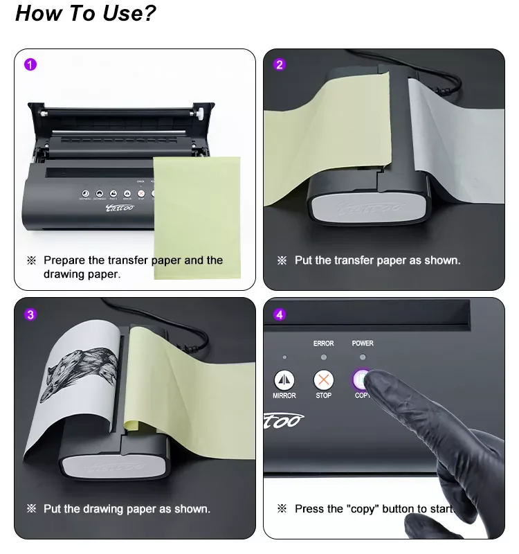 Профессиональная мини-машинка для нанесения трафарета на татуировку Термотрансферная машинка Черная