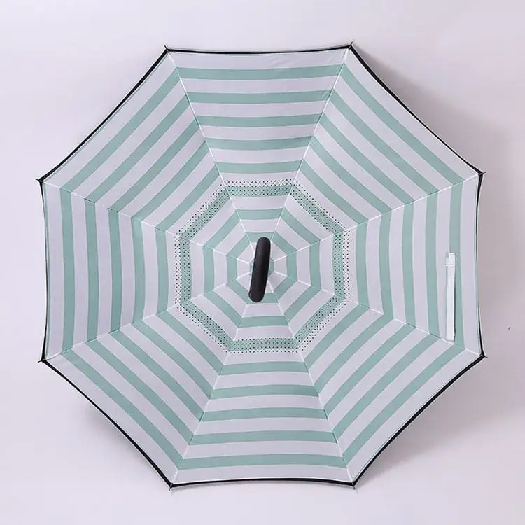 Wholesale reverse cheaper capsule rain fiberglass umbrella with C handle custom logo inverted umbrella
