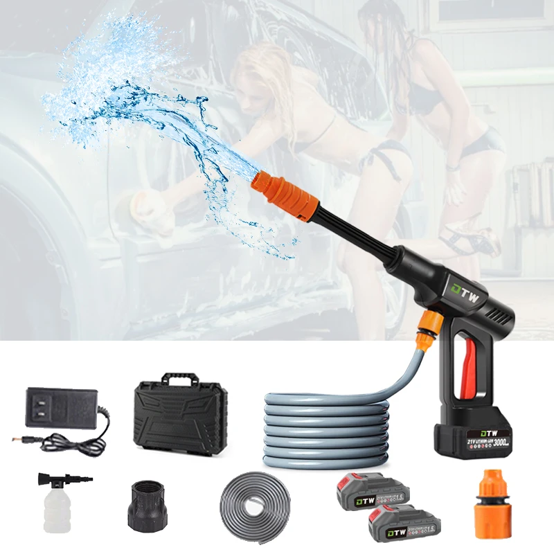 DTWA5-0010 Power Tools Lithium High Pressure Electric Car Washer Gun Rechargeable Portable Car Wash Machine With Foam Generator