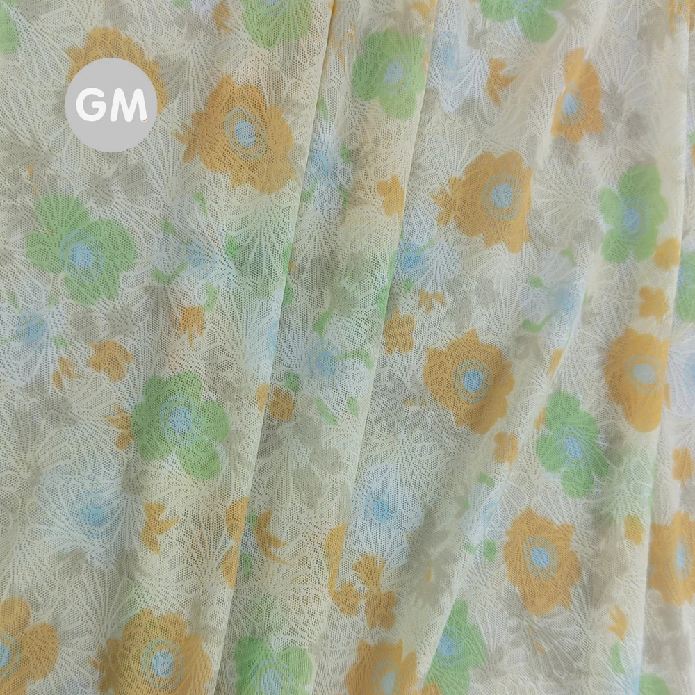 LACE PRINTED FABRIC NYLON 4WAY SPANDEX KNIT FABRIC FOR CLOTH