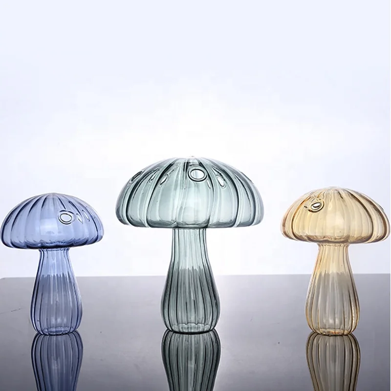 Mushroom Nordic Style Home Desktop Hydroponic Flower Pot Korean Style Homestay Decoration Simple Photo Props Glass Vase