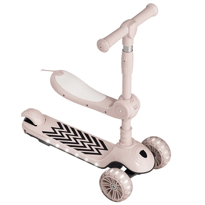 Wholesale High Quality Foldable 3 Wheels Led Light Baby Sliding Kick Scooter Kids Plastic Children Scooters With Music